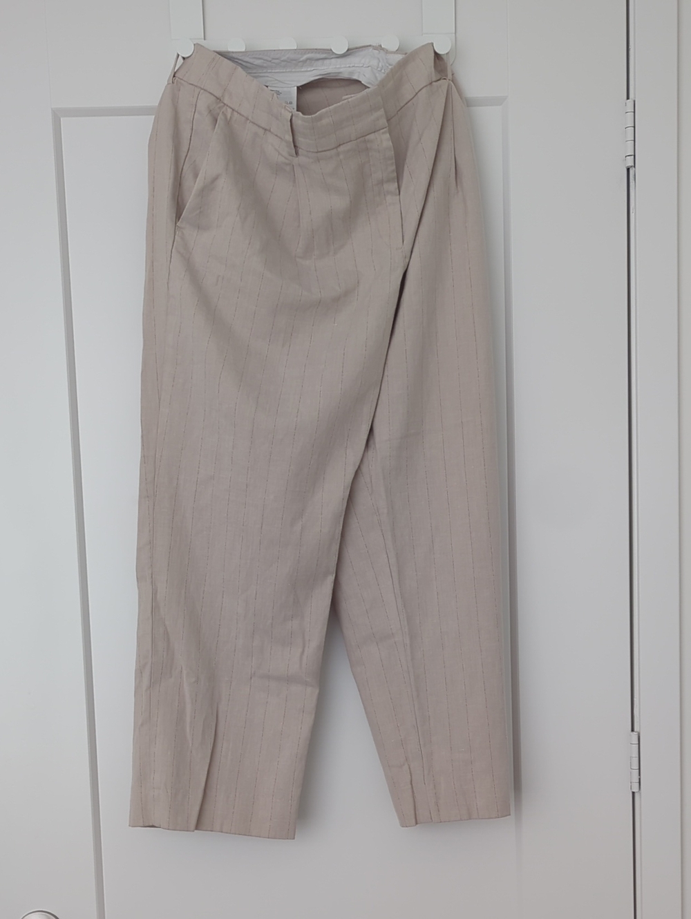 H&M Light Beige Pinstripe Women’s Wide Leg Dress Pants
